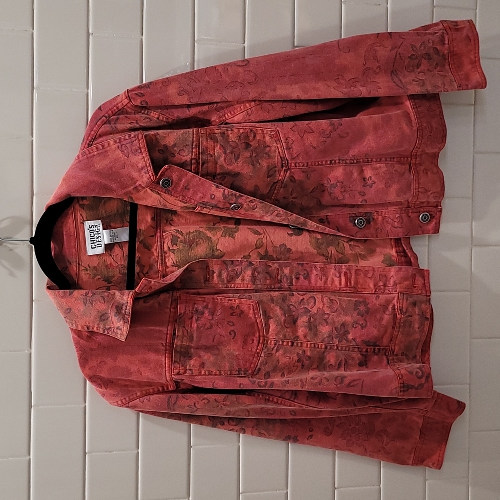 Chico's Design Red Jean Jacket